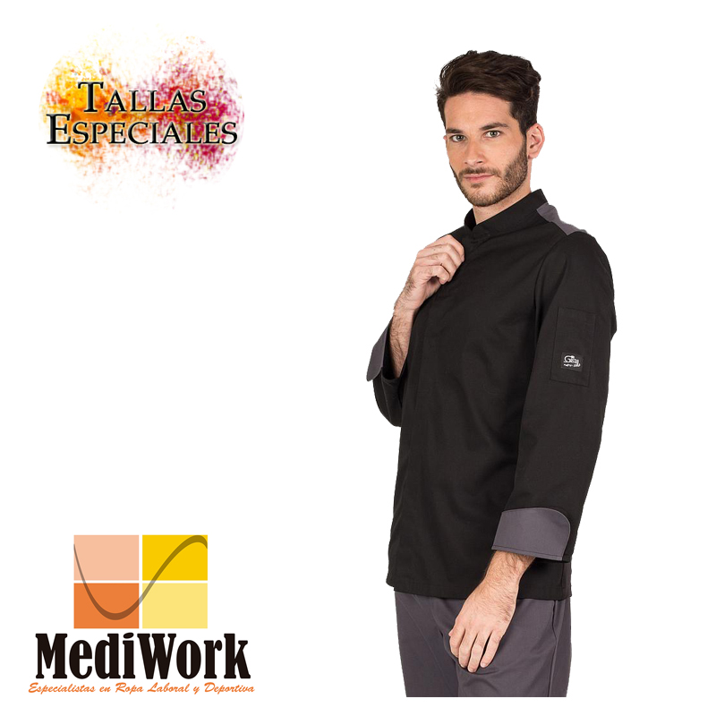 Chaqueta cocina HELIOS hombre negra 9336A 02