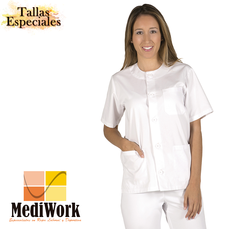Blusa sanitario unisex abotonada sarga blanca 602000 02 