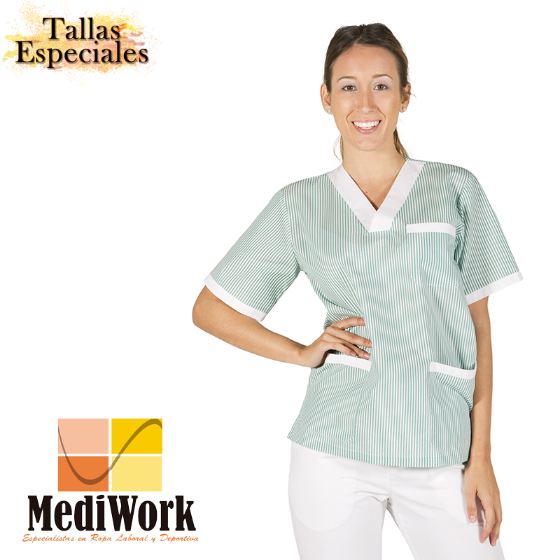 Blusa sanitario unisex pico vichy combi sarga 647000 02 