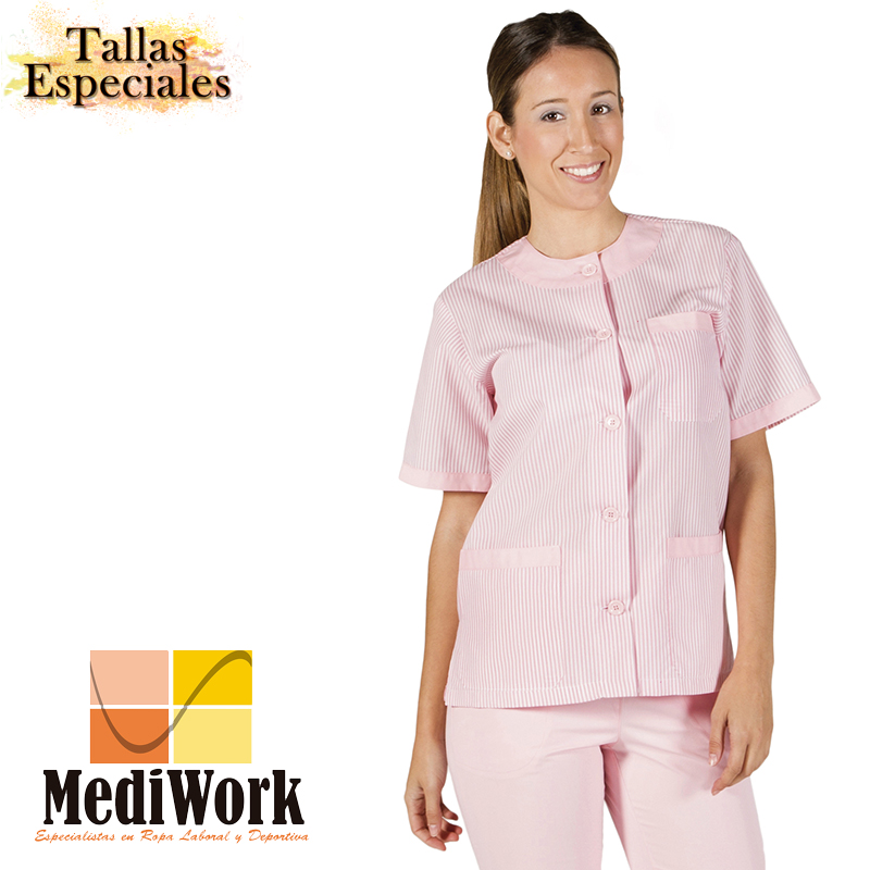 Blusa sanitario unisex abotonada vichy combi sarga 648000 02 