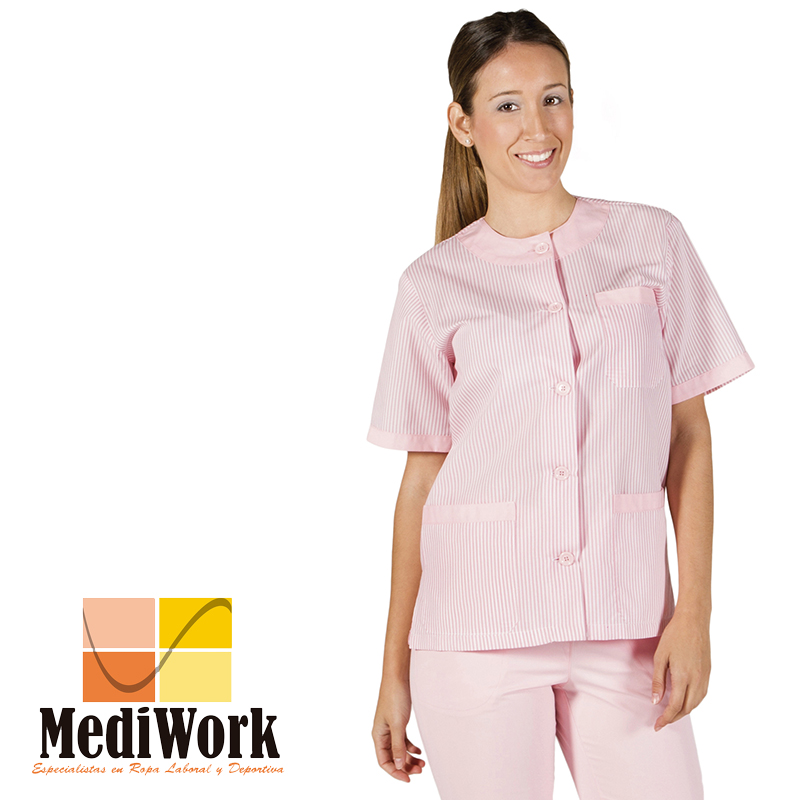 Blusa sanitario unisex abotonada vichy combi sarga 648000 02 