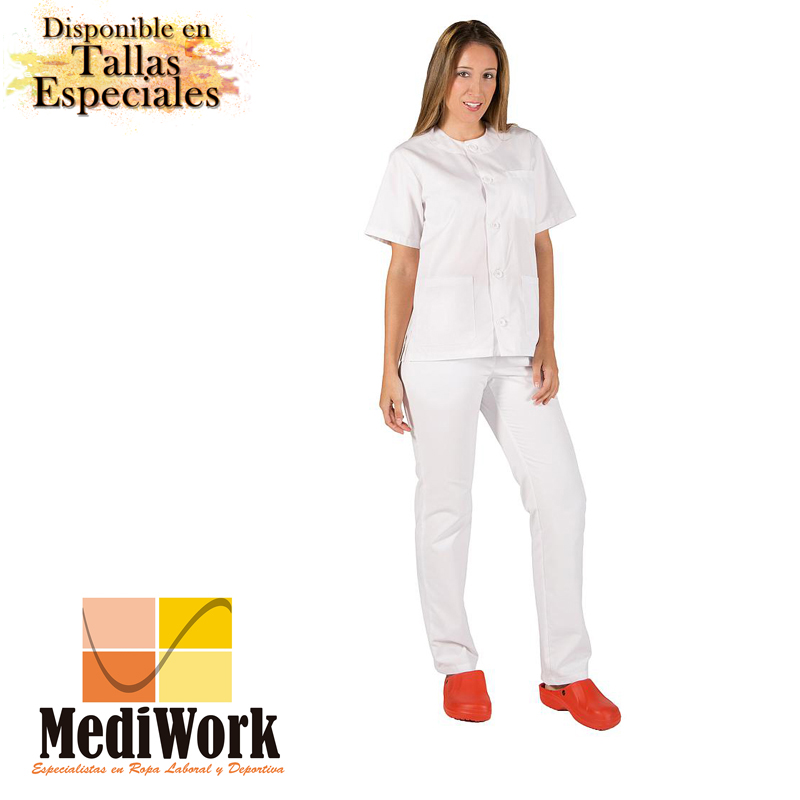 Conjunto unisex abotonado blanco 842000 02