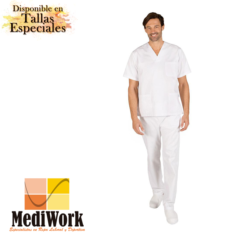 Conjunto unisex pico con pantalón con goma blanco 841100 02