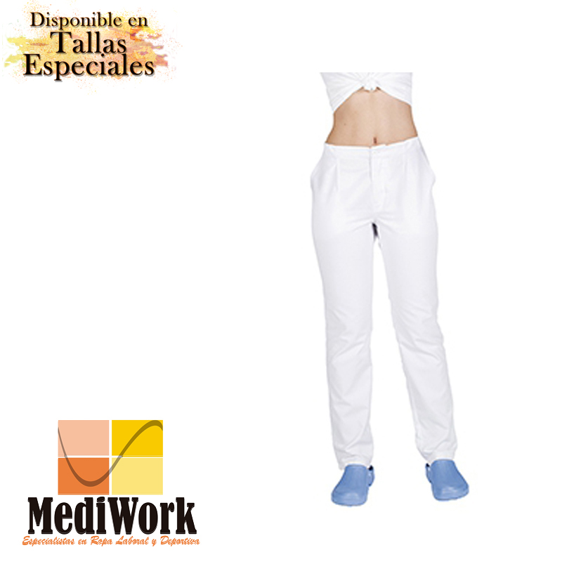 Pantalón blanco unisex con cremallera y bolsillos 772000 02