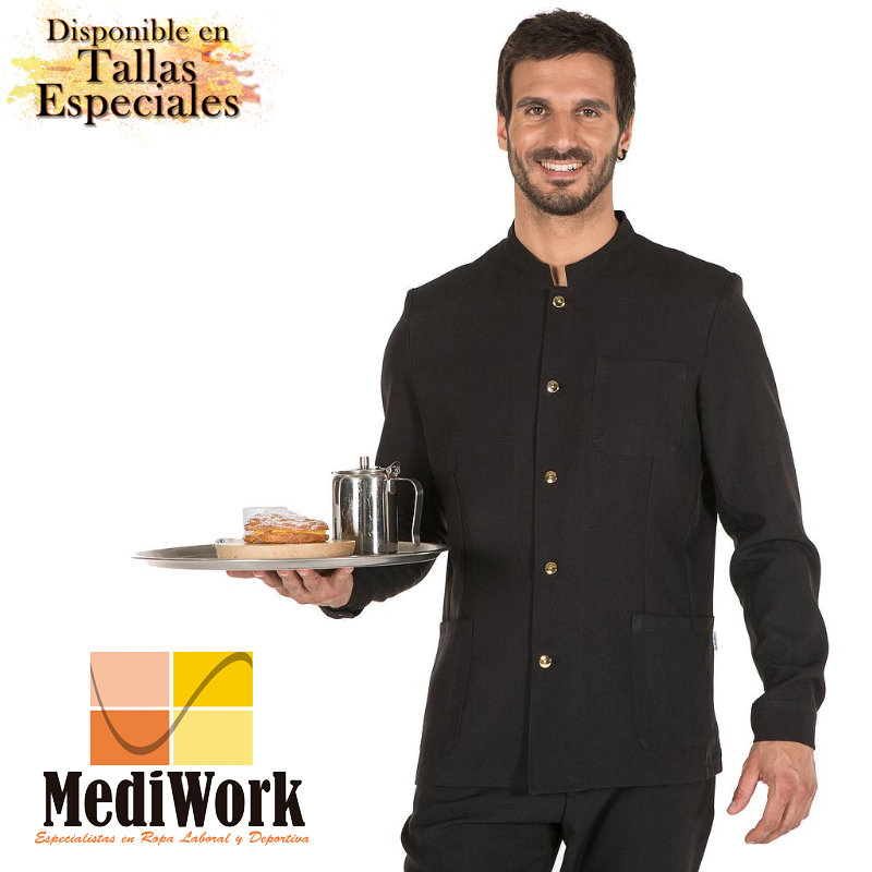 Chaqueta mao cro negra boton dorado 963300 02