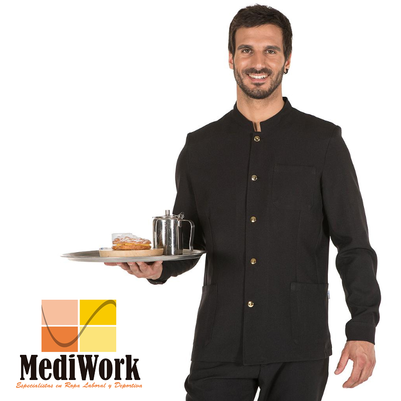 Chaqueta mao cro negra boton dorado  963300E 02