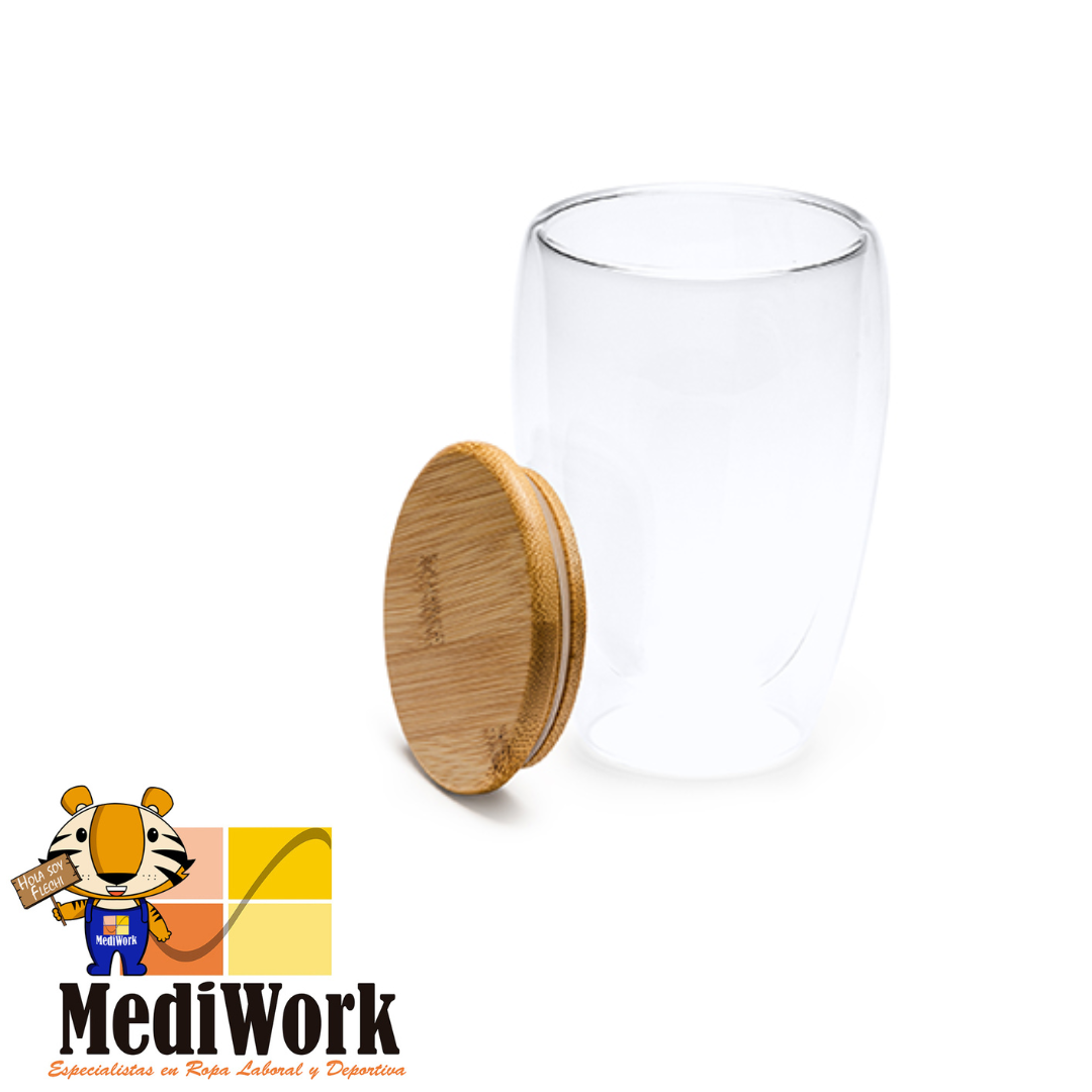 Vaso doble cristal tapa bambú VERTUS 4133 03