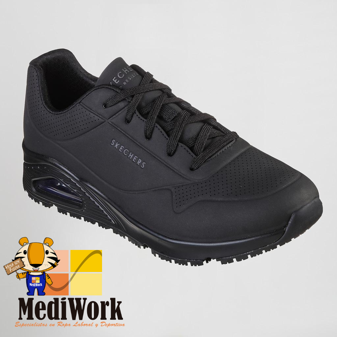 ZAPATILLA MUJER SKECHERS BLANCA NEGRA WORK RELAXED FIT: UNO SR SKECHERS