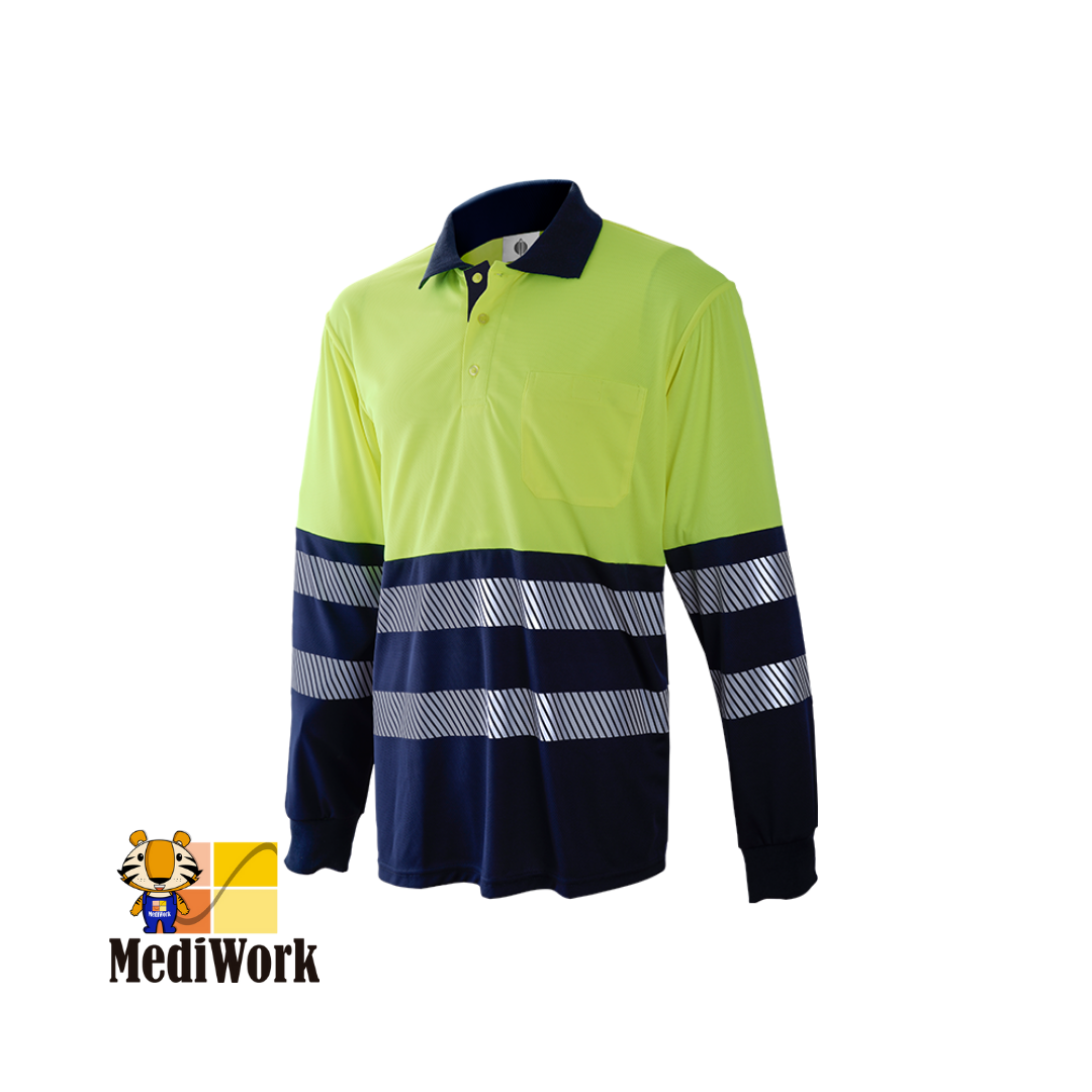 Polo algodón manga larga - segmentado combinado (AV) 1095AZ 07
