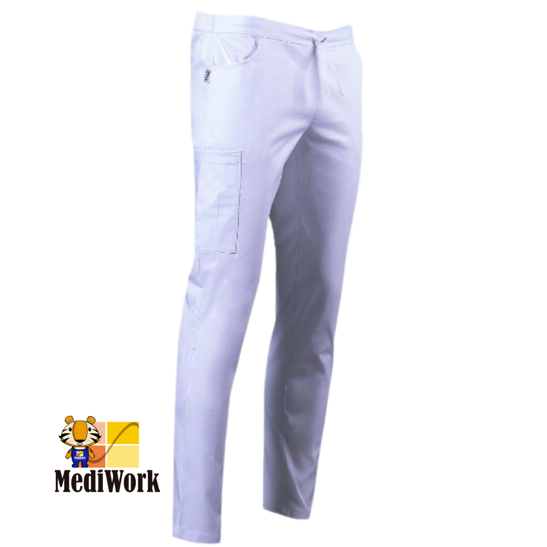 Pantalón unisex multibolsillos sarga elástica 703100E 02