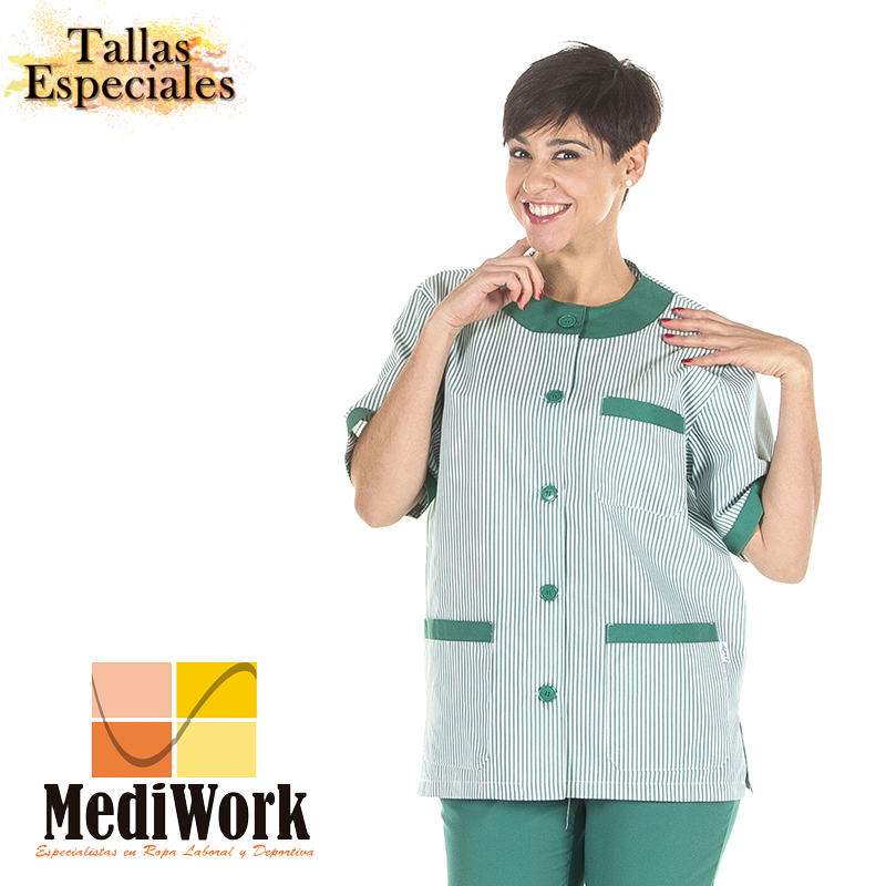 Blusa sanitario unisex abotonada vichy combi sarga 648000 02 