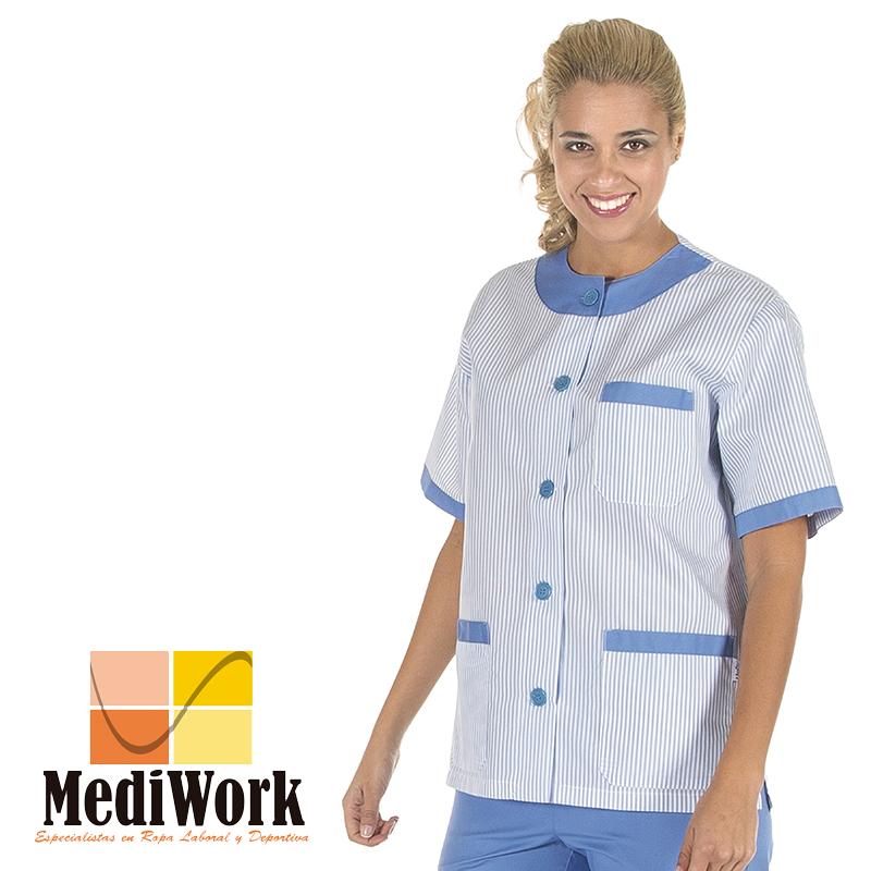 Blusa sanitario unisex abotonada vichy combi sarga 648000 02 