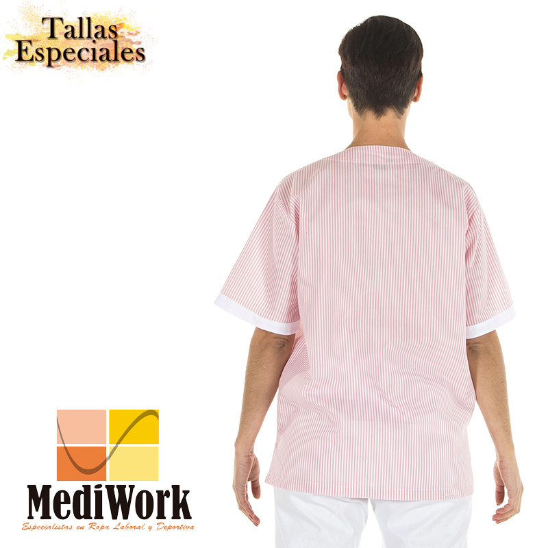 Blusa sanitario unisex pico abierto botones vichy combi blanco 652000 02 