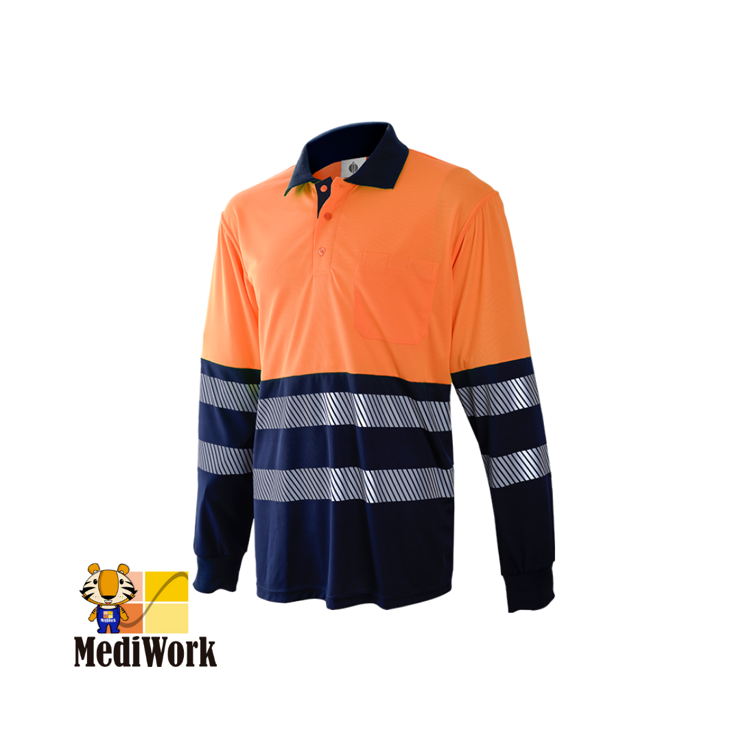Polo algodón manga larga - segmentado combinado (AV) 1095AZ 07